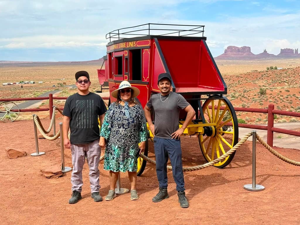 Monument Valley stagecoach with mesas in the background