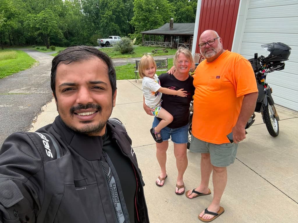 Selfie with a local family during the Virginia leg of the journey